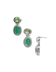 Sterling Silver Earring With Peridot ,Green Quartz