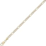 9ct 3 & 1 Figaro Chain with Rhodium-plated Links 18in/45cm. Beautiful presentation gift box and anonymous outer packaging. Money back if not 100% delighted