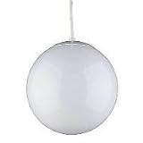 Sea Gull Lighting 6024-15 Single-Light Globe Pendant, White Finish with Opal Glass