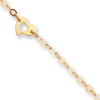 14k Heart Anklet - 10 Inch by JewelryWeb