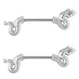 Body Accentz™ Nipple Ring Bars Snake Body Jewelry Pair 14 gauge