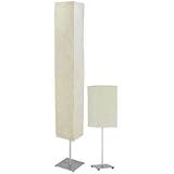 LS-2492SIL/WHT PAIR OF TABLE/FLOOR LAMP, SILVER/PAPER SHD, B/40W & B/40Wx3 by Lite Source