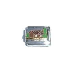 Clearly Charming Cabin Italian Charm Bracelet Link