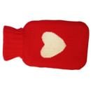 Bouillotte Rouge Coeur Blanc Recouverte dUn Tricot Taille Medium
