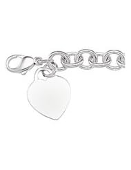 Ss Sterling Silver 1/2 I Inch Round Link Bracelet With Heart