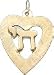 Chai (Hebrew Letter) in Open Heart, 14K Gold Charm