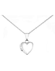 Childrens 14K White Gold Locket With Chain(13 inch.)