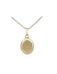 Baby Jewelry - 14k Yellow Gold Oval Locket Pendant With 13" Chain
