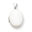 Sterling Silver Plain 17mm Oval Locket with 20 inch Sterling Silver Chain