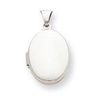Sterling Silver Plain 17mm Oval Locket with 20 inch Sterling Silver Chain