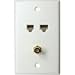 CATV, Telephone and CAT 5e Wallplate White Image