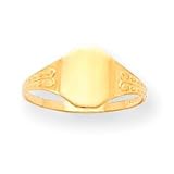 14k Filigree Oval Signet Childrens Ring - Size 3