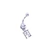 Stainless Steel Initial "M" Belly Ring with Clear CZ