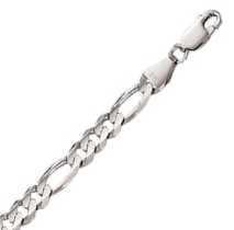 Childrens Toyshop  Jewelry : 14k White Gold 22 Inch X 5.0 mm Figaro Chain Necklace