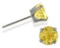 0.20Ct. Genuine 3mm Citrine 14 Karat White Gold Round Earrings