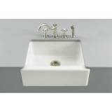 Kohler K-6573-5U Almond Alcott Apron Front Undercounter Kitchen Sink with Five Hole Oversized Faucet Drilling