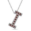 0.22 Cts Red Diamond I Initial Pendant in 14K White Gold