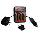 CTA Digital DC-RMC AA NiMH Batteries (4-Pack, 2700mAh, 1.2V) with 4-Hour Charger (100/240v with Car Adapter)