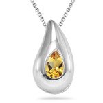0.50 Ct Citrine Solitaire Drop Pendant in Silver