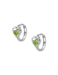 Baby 14K White Gold Heart August Birthstone Huggie Hoop Earrings