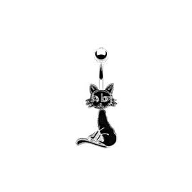 Belly Button Ring Black Cat Navel Ring