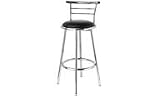 REVOLVING BAR STOOL BLACK PADDED SEAT ANGLE BACK CHRM FRAME