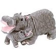 PLUSH HIPPO MOTHER AND BABY 18" L