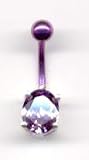 Purple Titanium Navel Bar with a Silver Small Oavl in a Amethyst stone