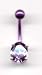 Purple Titanium Navel Bar with a Silver Small Oavl in a Amethyst stone
