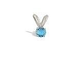 14K White Gold Genuine Round Blue Topaz Pendant