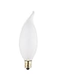 40 Watt Bent Tip Light Bulb / Candelabra Base / Frosted / Long Life Flame Tip Light Bulb