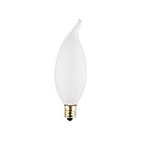 40 Watt Bent Tip Light Bulb Candelabra Base Frosted Long Life Flame Tip Light Bulb by Sli Lighting
