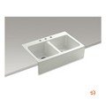 Hawthorne K-6534-3-NY Apron-Front Tile-in Divided Kitchen Sink, Dune