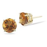 8 mm Round Citrine Stud Earrings in 18K Yellow Gold