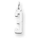 14k White Gold Small Polished Elongated 3 With Top Charm - USPS Priority Mail by Dec 24th