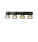 Meyda Tiffany Custom Lighting 52458 Winter Pine 4-Light Vanity Fixture - Craftsman Brown Finish with Iridized Beige Art Glass Panels