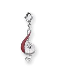 Sterling Silver Red Enameled Treble Clef Charm