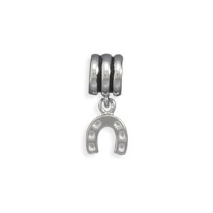 Horseshoe Dangling Story Bead Slide-on Charm Sterling Silver