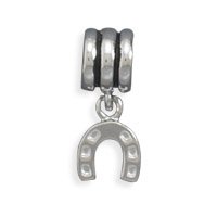 Horseshoe Dangling Story Bead Slide-on Charm Sterling Silver