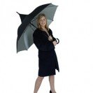 Double Dome Full Length Umbrella by H B Melrose London. Aerodynamic Windproof UV Protection - Black