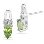0.01 Cts Diamond & 0.90 Cts Peridot Earrings in 14K White Gold
