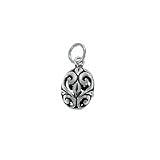 Sterrling Silver Filigree 3D Oval Charm Pendant Victorian