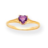 14k 4mm Amethyst Heart Childrens Ring - Size 3 by JewelryWeb