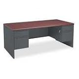 HON 38180NS - 38000 Series Double Pedestal Desk, 72w x 36d x 29-1/2h, Mahogany/Charcoal