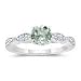 0.20 Cts Diamond & 0.85 Cts Green Amethyst Engagement Ring in 14K White Gold-5.5