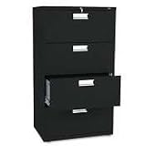 HON 674LP 600 Series 30-Inch by 19-1/4-Inch 4-Drawer Lateral File, Black