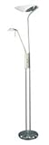 Lite Source Lucien 3 Light Torchiere/Reading Lamp Polished Steel/Frosted
