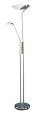 Lite Source Lucien 3 Light Torchiere/Reading Lamp Polished Steel/Frosted