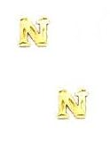 14k Yellow Initial N Friction-Back Earrings