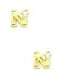 14k Yellow Initial N Friction-Back Earrings